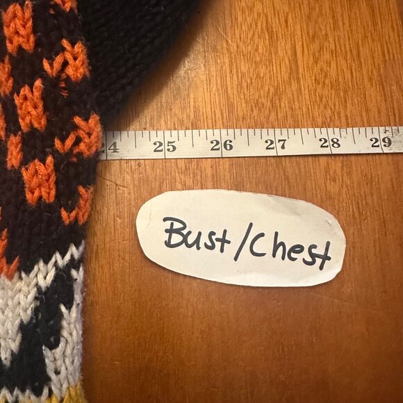 Vintage Canteen Womens Oversized Cardigan Sweater Geometric Pattern Black/Yellow - Picture 4 of 5